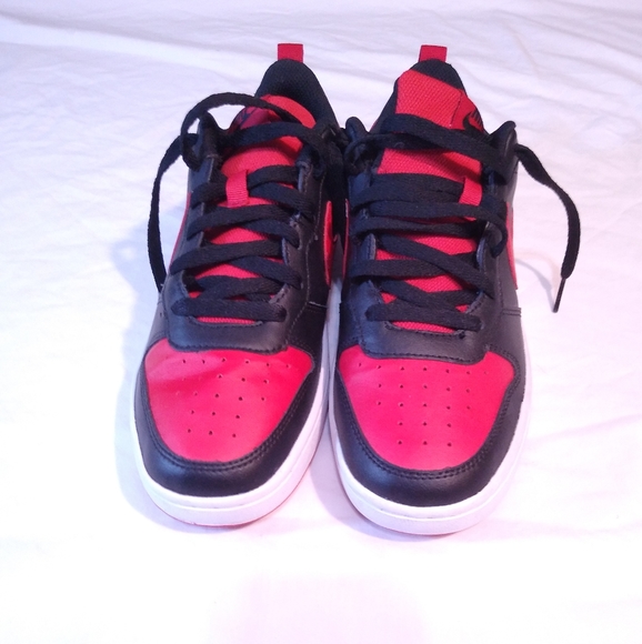 Nike Court Borough Low "2" Black University Red White 7Y Womens 8.5 - Picture 1 of 7
